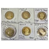 Presidential Dollar Proof Clad from the years 2009,2010 & 2013