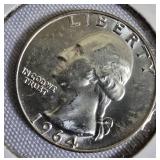 Two Washington quarters from 1964.