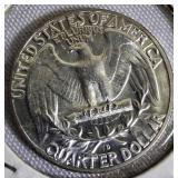 Two Washington quarters from 1964.