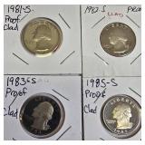 Washington Quarter Proof Clad Coins from 1981 to 1985
