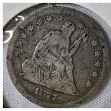 1877 Seated Liberty Quarter.