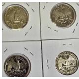 Proof clad Washington Quarters from the years 1991, 1992 1994, and 1997.