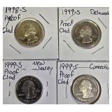 Proof clad Washington Quarters from the years 1998 and 1999 from the S mint.