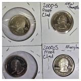 Proof clad Washington Quarters from the years 2000,2007 & 2008  from the S mint: