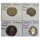 Proof clad Washington Quarters from the years 2003 -2004   from the S mint: