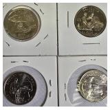 Proof clad Washington Quarters from the years 2004,2005,2009 & 2021.
