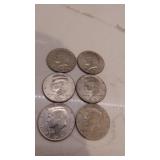 1977D, 1983D, 1992D, 1071, 1972D, 1979D Kenndy Half Dollars