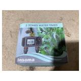 Insoma 2-Zone Water Timer Brass Inlet/Outlet, Programmable Outdoor Hose Faucet Timers with Auto/Manual Modes + Rain Delay, Waterproof Sprinkler Timer for Garden, Lawn, Yard, Pool Save Water & Money (U