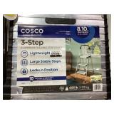 LOT OF 2 Cosco 3 Step Aluminum Folding Step Stools (1 Used, 1 New)
