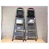 LOT OF 2 Cosco 3 Step + Work Tray Folding Step Stools )