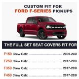 Nuwqicd Seat Protectors for Ford F150 (2009-2026), F250 and F350 (2017-2026)