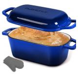 NutriChef 10" Enameled Cast Iron Bread Pan with Lid