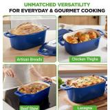 NutriChef 10" Enameled Cast Iron Bread Pan with Lid