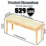 Godnoei 47" Rattan Wooden Bench