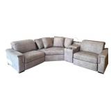 LR - LiveSmart Gray Sectional Sofa with Recliners