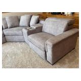 LR - LiveSmart Gray Sectional Sofa with Recliners