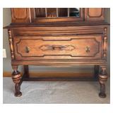 DR - Antique Walnut Jacobean Cabinet with Glass Center Door