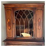 DR - Antique Walnut Jacobean Cabinet with Glass Center Door