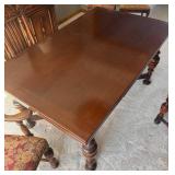 DR - Antique Jacobean-Style Antique Dining Table with Six Chairs