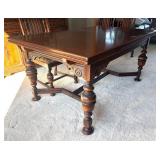 DR - Antique Jacobean-Style Antique Dining Table with Six Chairs