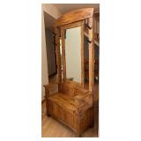 FE - Oak Hall Tree with Mirror & Storage Bench