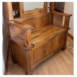 FE - Oak Hall Tree with Mirror & Storage Bench
