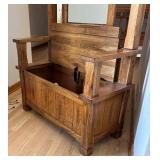 FE - Oak Hall Tree with Mirror & Storage Bench