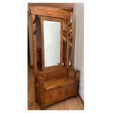 FE - Oak Hall Tree with Mirror & Storage Bench