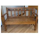 FE - Stylish Oak Bench with Slate Inlays