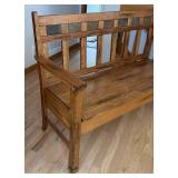 FE - Stylish Oak Bench with Slate Inlays