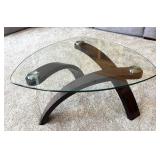 LR - Allure Pie-Shaped Glass Top Cocktail Table
