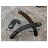 LR - Allure Pie-Shaped Glass Top Cocktail Table