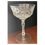 DR - Vintage Libbey Halifax Etched Stemware - 8 Glasses