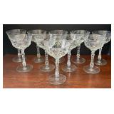 DR - Vintage Libbey Halifax Etched Stemware - 8 Glasses
