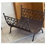 LR - Wrought Iron Firewood Holder with Scrollwork