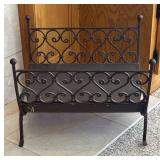 LR - Wrought Iron Firewood Holder with Scrollwork