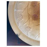 DR - Pier 1 Platter with Stand - Ceramic Floral Relief