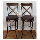 LL -Bar Stool Pair with Iron X-Backs