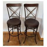 LL -Bar Stool Pair with Iron X-Backs