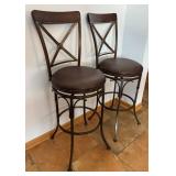 LL -Bar Stool Pair with Iron X-Backs