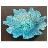 LL - Art Glass Style Bowl - Shimmering Blue-Green Glass