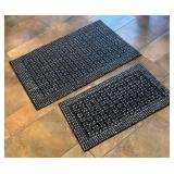 LL - Two Black/White Floral Rugs