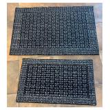 LL - Two Black/White Floral Rugs