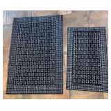 LL - Two Black/White Floral Rugs