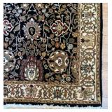 LR - Oriental Style Rug - Black Field with Ivory Border