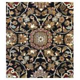 LR - Oriental Style Rug - Black Field with Ivory Border