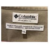 MR - Columbia Sportsman Shirt XXL - Khaki Cotton with Dark Shoulder Patches