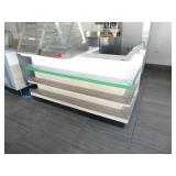 POS station with shelves for chips/snacks and cup dispenser