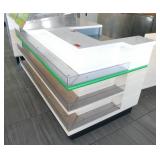 POS station with shelves for chips/snacks and cup dispenser