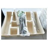 Group of knives, take out containers, scales, organizer